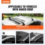 VEVOR Universal Roof Rack Cross Bars, Aluminum Roof Rack Crossbars, Fit Roof without Side Rail, 70 kg Load Capacity, Adjustable Bare Roof Crossbars with Locks, for SUVs, Sedans, and Vans