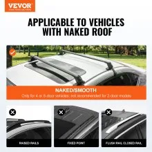 VEVOR Universal Roof Rack Cross Bars, Aluminum Roof Rack Crossbars, Fit Roof without Side Rail, 155 lbs Load Capacity, Adjustable Bare Roof Crossbars with Locks, for SUVs, Sedans, and Vans