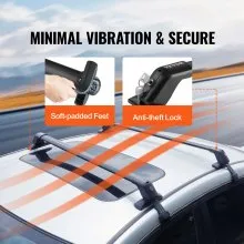 VEVOR Universal Roof Rack Cross Bars, Aluminum Roof Rack Crossbars, Fit Roof without Side Rail, 155 lbs Load Capacity, Adjustable Bare Roof Crossbars with Locks, for SUVs, Sedans, and Vans