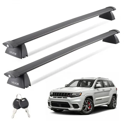 VEVOR Roof Rack Cross Bars, Fits Jeep Grand Cherokee 2014-2023 or 2011-2021 (With Grooved Side Rails), 200 LBS Capacity, Lockable Heavy Duty Aluminum Crossbar Racks Roof Rail Rooftop Luggage Canoe