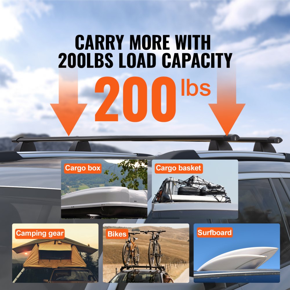 VEVOR Roof Rack Cross Bars, Compatible with 2011-2021 Jeep Grand Cherokee with Grooved Side Rails, 200lbs Load Capacity, Aluminum Crossbars with Locks, for Rooftop Cargo Carrier Bag Luggage Kayak Bike