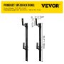 VEVOR Trailer Ladder Rack, Fit for Enclosed Trailer Exterior Side Wall, 2 Bars Adjustable Steel Side Mount Ladder Rack with 441 LBS Capacity, Carry 1 or 2 Ladders, Black