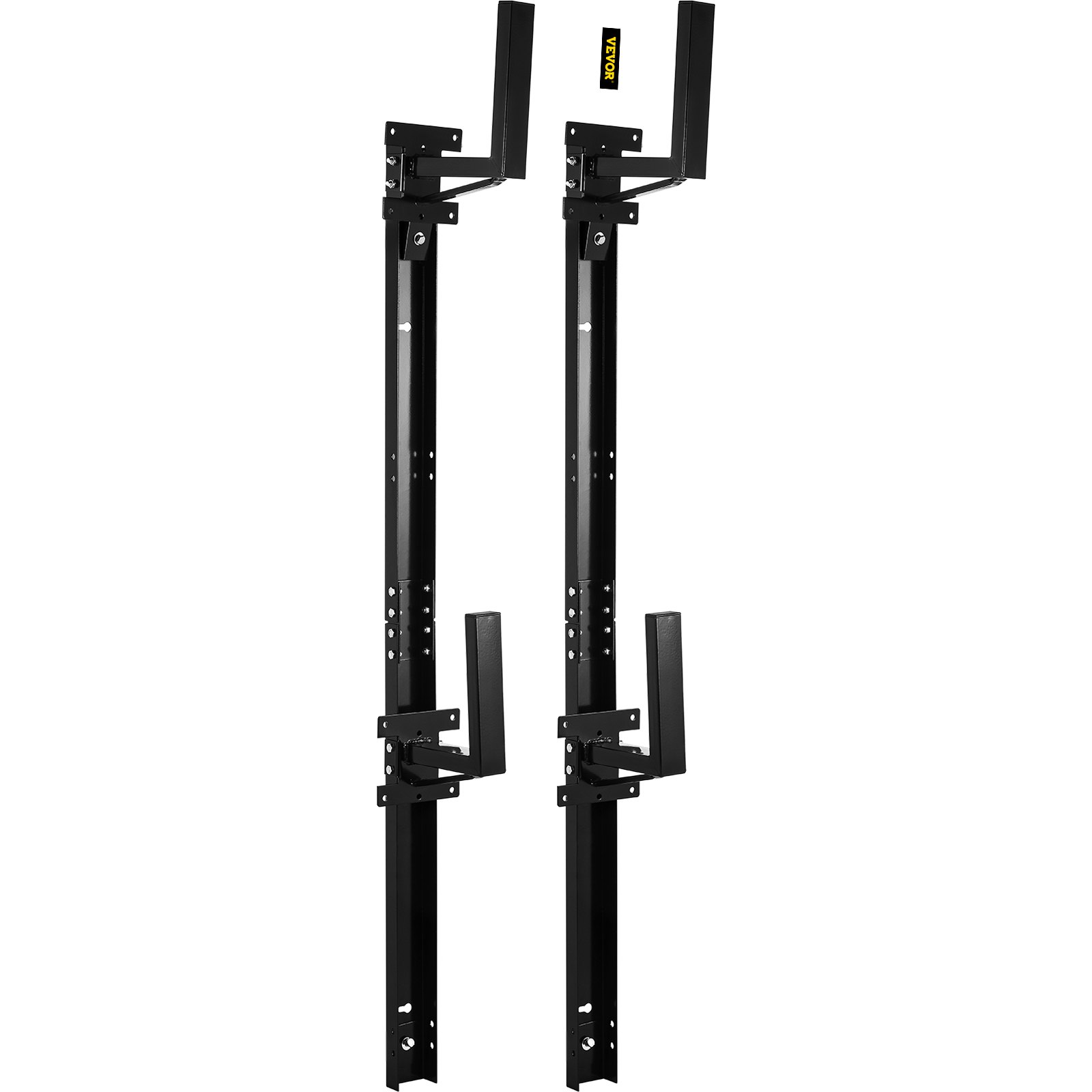 VEVOR Trailer Ladder Rack, Fit for Enclosed Trailer Exterior Side Wall, 2 Bars Adjustable Steel Side Mount Ladder Rack with 441 LBS Capacity, Carry 1 or 2 Ladders, Black