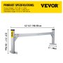 VEVOR Universal Roof Ladder Rack, Fit for 190-256 cm Wide Vans, 2 Bars Adjustable Aluminum Trailer Ladder Rack with 150 kg Capacity, for Cargo Vans Trucks or Pickups, Silver