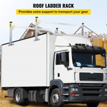 VEVOR Universal Roof Ladder Rack, Fit for 190-256 cm Wide Vans, 2 Bars Adjustable Aluminum Trailer Ladder Rack with 150 kg Capacity, for Cargo Vans Trucks or Pickups, Silver