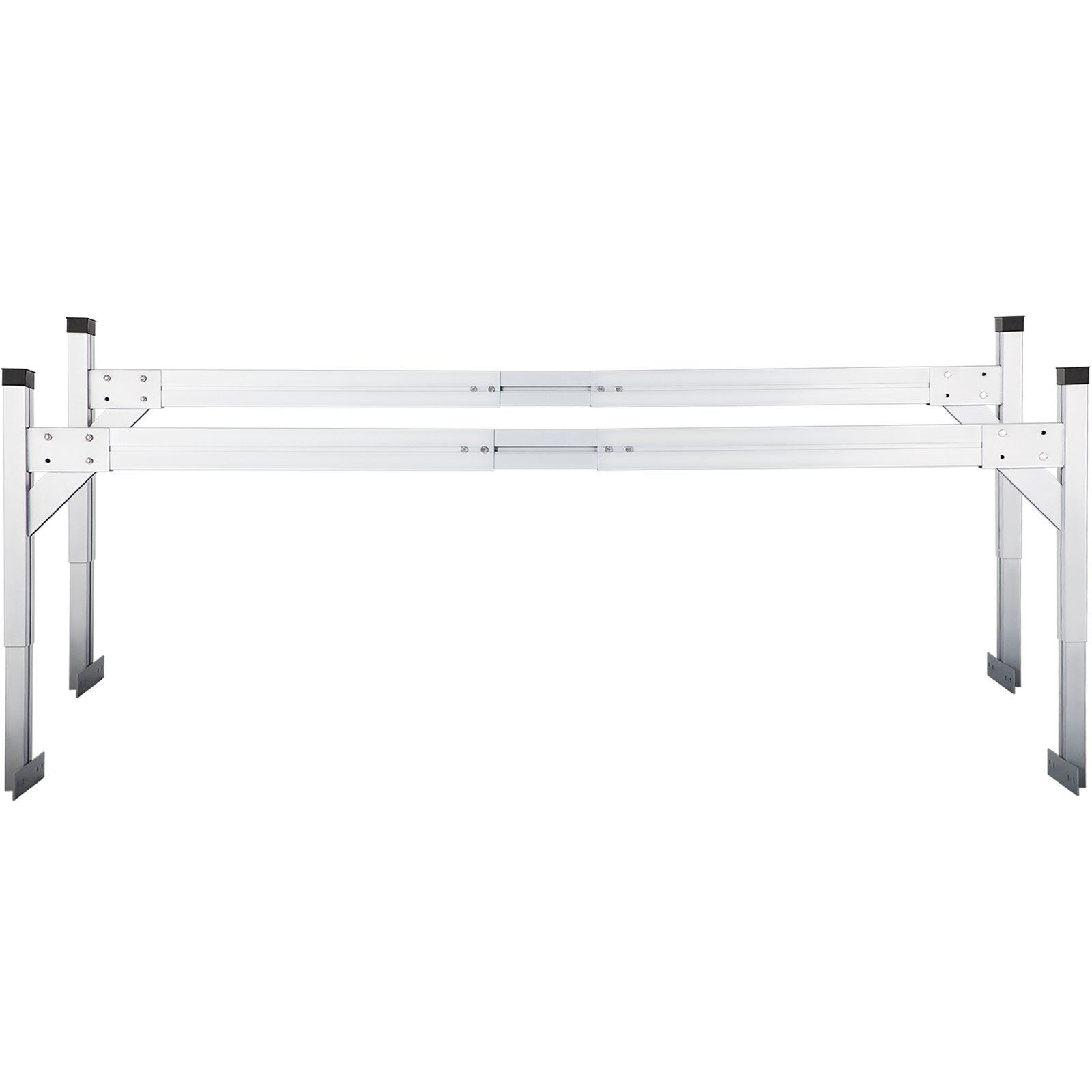 VEVOR Universal Roof Ladder Rack, Fit for 190-256 cm Wide Vans, 2 Bars Adjustable Aluminum Trailer Ladder Rack with 150 kg Capacity, for Cargo Vans Trucks or Pickups, Silver