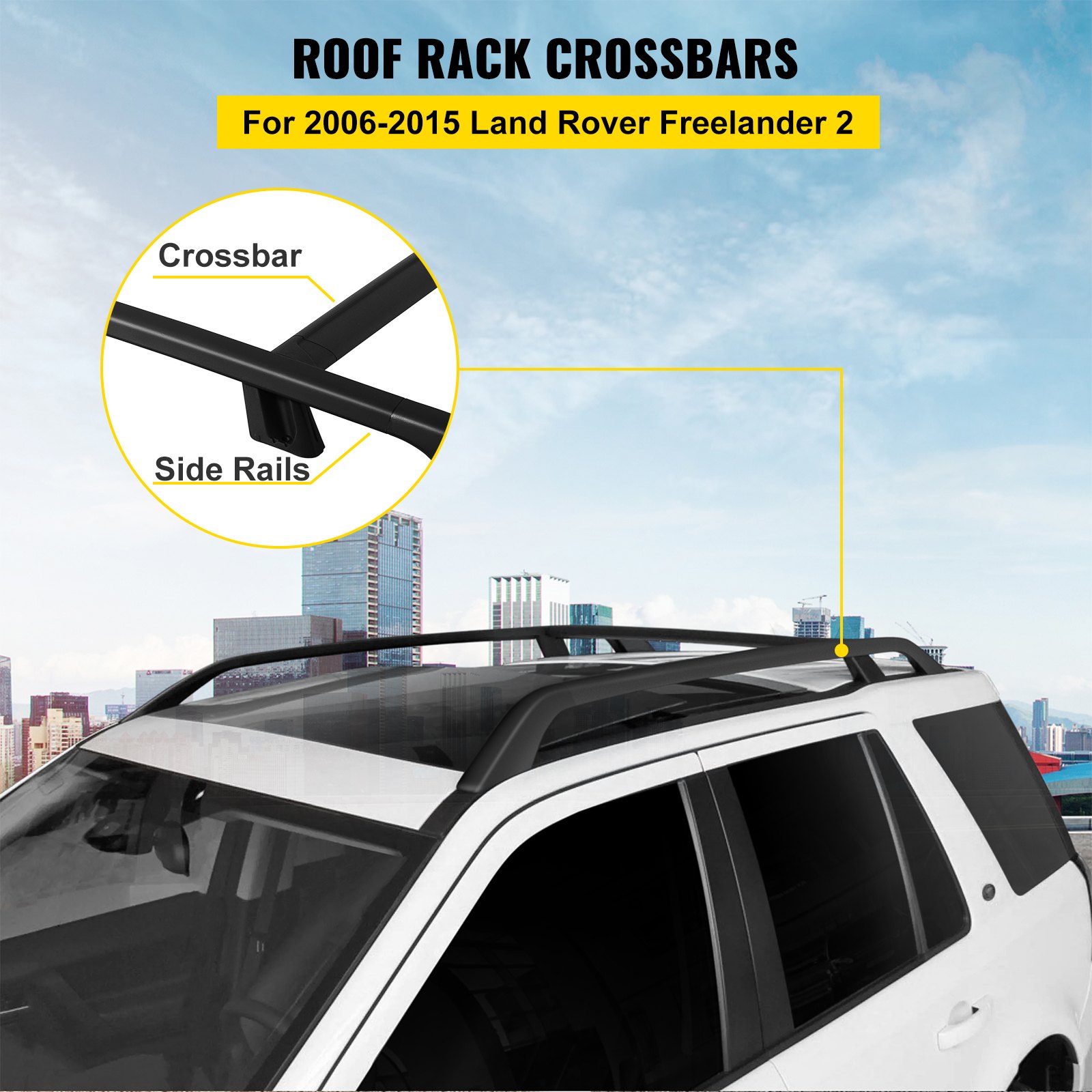 VEVOR 06-15 Car Roof Rack, 2 Pieces, Universal Car Accessories, Roof Rails, Aluminium for Land Rover Roof Rack, Black Roof Rack, Lightweight Aluminium, 185 x 22 x 16 cm Vehicle
