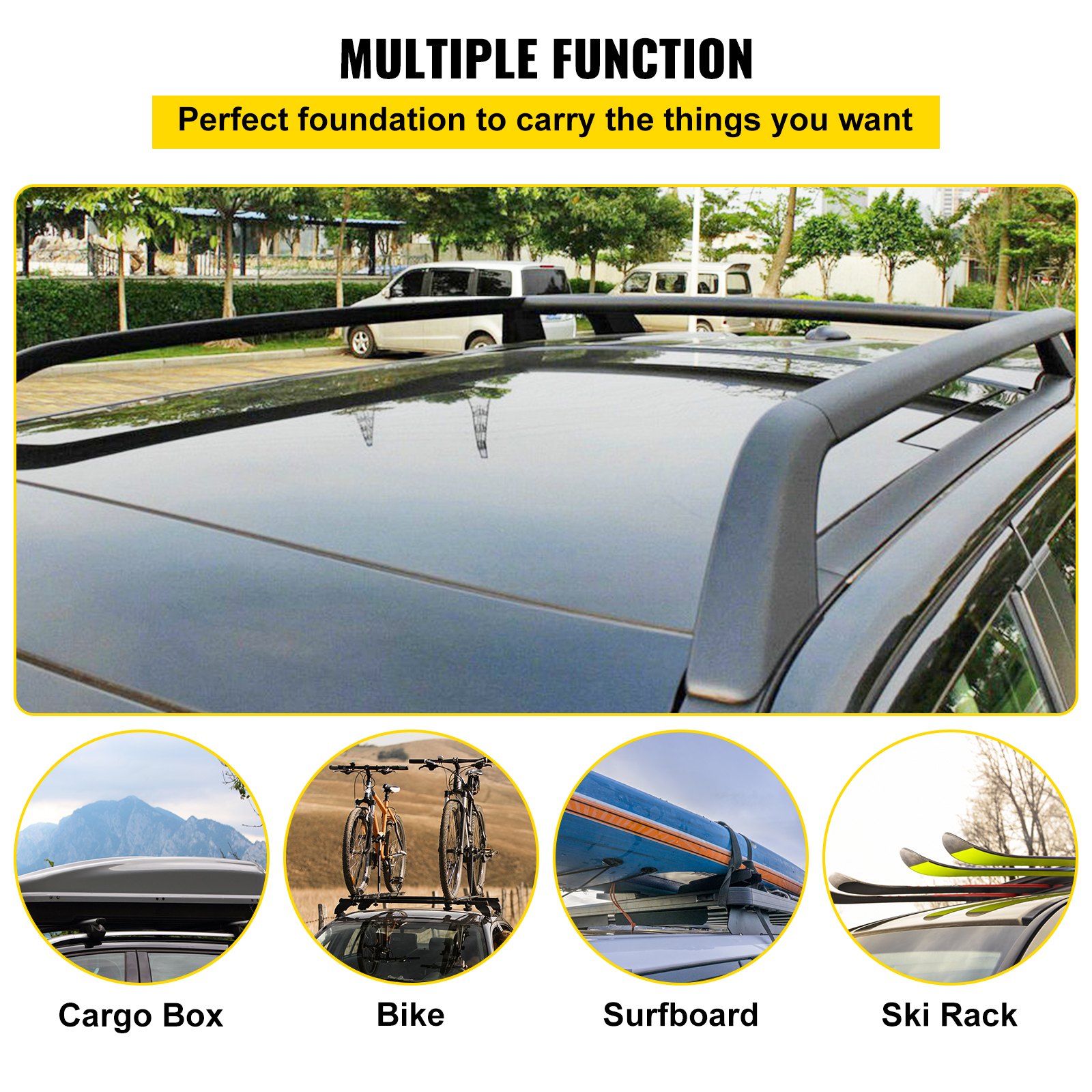 VEVOR 06-15 Car Roof Rack, 2 Pieces, Universal Car Accessories, Roof Rails, Aluminium for Land Rover Roof Rack, Black Roof Rack, Lightweight Aluminium, 185 x 22 x 16 cm Vehicle