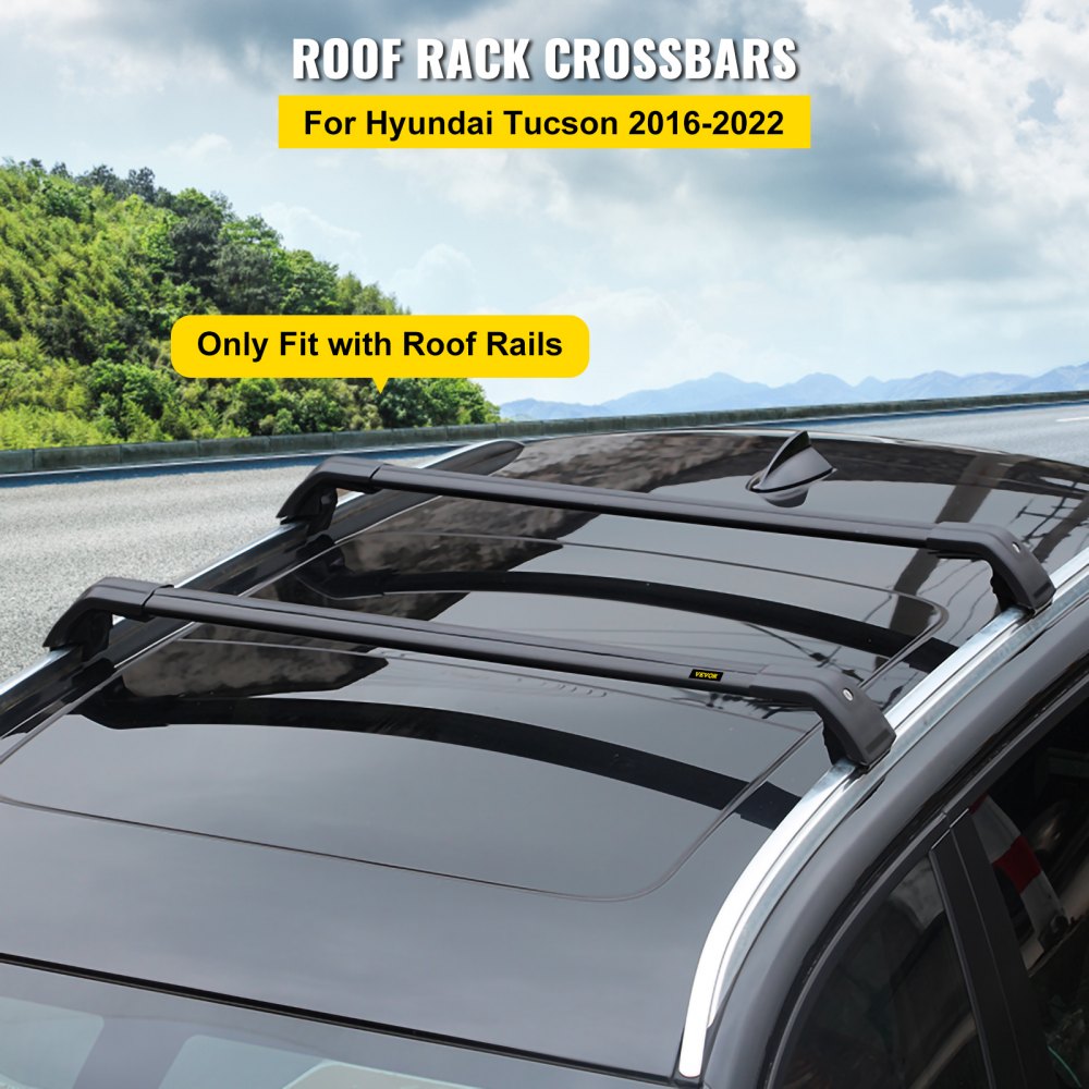 VEVOR Roof Rack Cross Bars for Hyundai Tucson 2016 2017 2018 2019 2021, 330LBS Capacity Aluminum Roof Rails Crossbars Replacement, Heavy Duty Cross Bars Cargo Carrier, Black