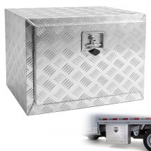 VEVOR Underbody Truck Box, 24"×14"×16" Pickup Storage Box, Heavy Duty Aluminum Diamond Plate Tool Box with Lock and Keys, Waterproof Trailer Storage Box with T-Handle Latch for Truck, Van, Trailer