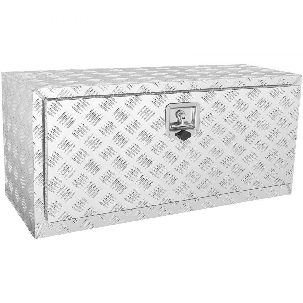 VEVOR Underbody Truck Box, 914 x 355 x 405 mm Pickup Storage Box, Heavy Duty Aluminum Diamond Plate Tool Box with Lock and Keys, Waterproof Trailer Storage Box with T-Handle Latch for Truck, Van, Trailer