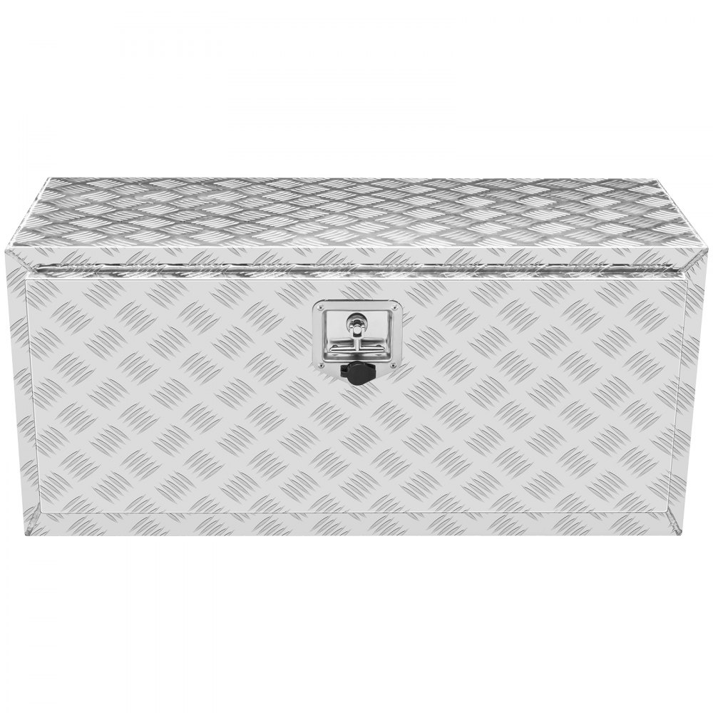 VEVOR Underbody Truck Box, 36"×17"×18" Pickup Storage Box, Heavy Duty Aluminum Diamond Plate Tool Box with Lock and Keys, Waterproof Trailer Storage Box with T-Handle Latch for Truck, Van, Trailer