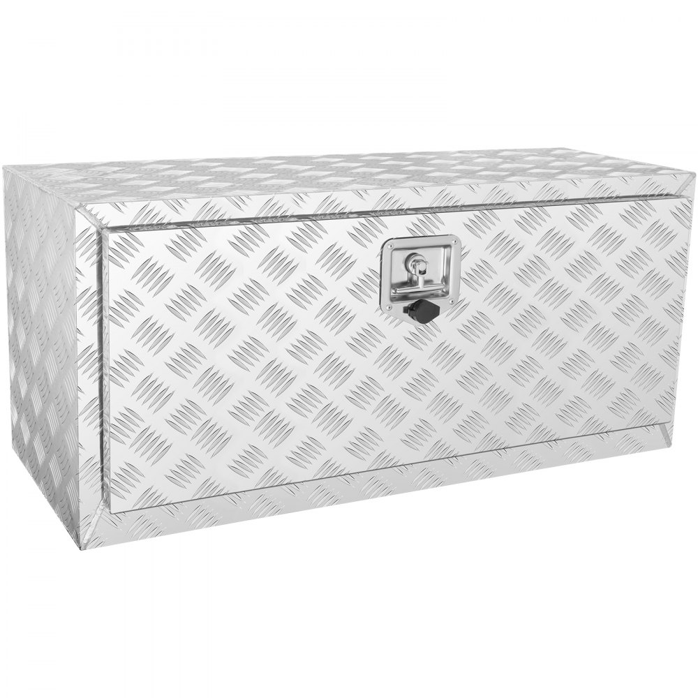 VEVOR Underbody Truck Box, 36×17×18 Pickup Storage Box, Heavy Duty Aluminum Diamond Plate Tool Box with Lock and Keys, Waterproof Trailer Storage
