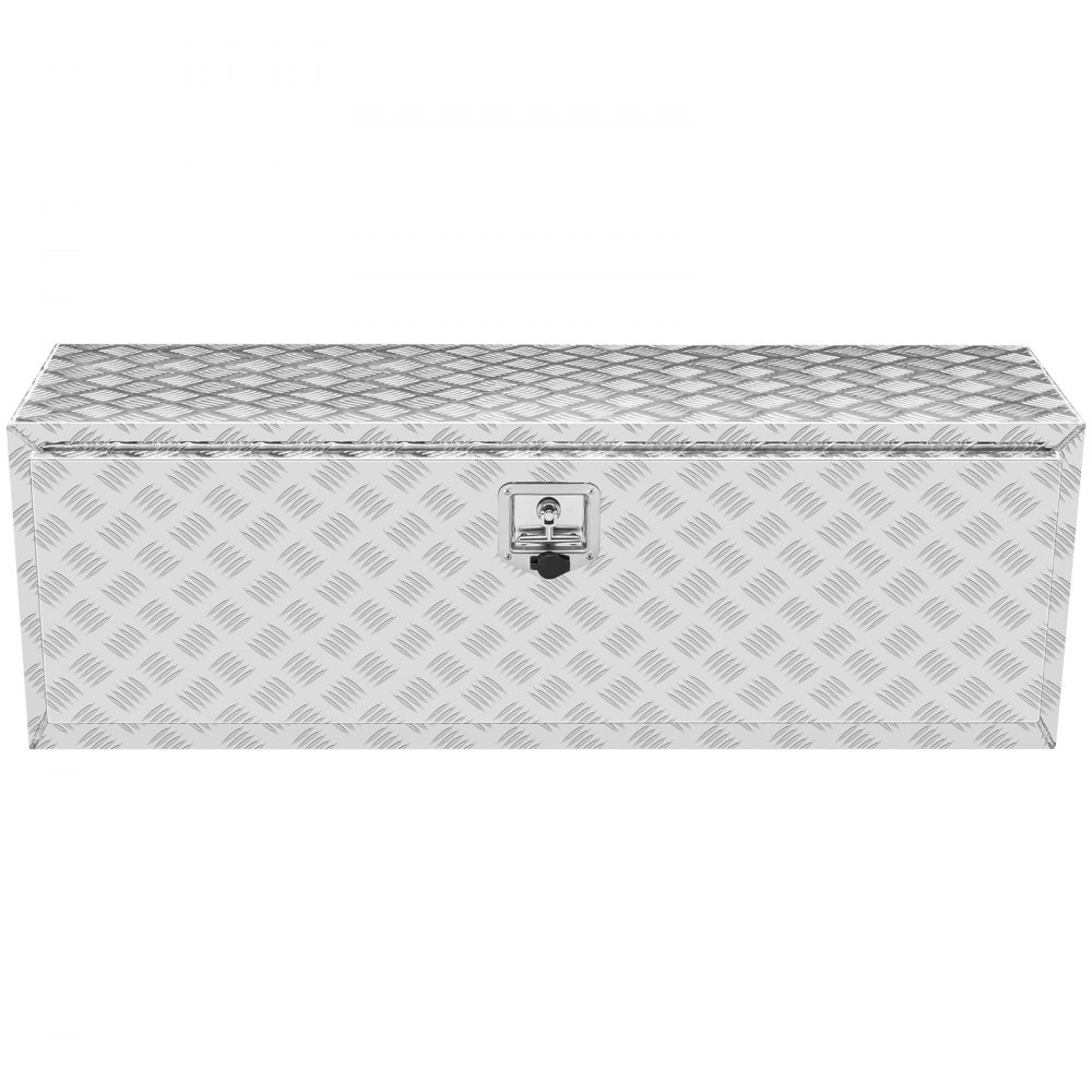 VEVOR underbody truck box with diamond plate finish and lock in the center.