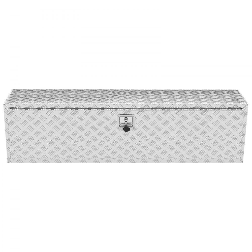 VEVOR Underbody Truck Box, 152.4 x 43.2 x 45.7 cm Pickup Storage Box, Heavy Duty Aluminum Diamond Plate Tool Box with Lock and Keys, Waterproof Trailer Storage Box with T-Handle Latch for Truck, Van, Trailer