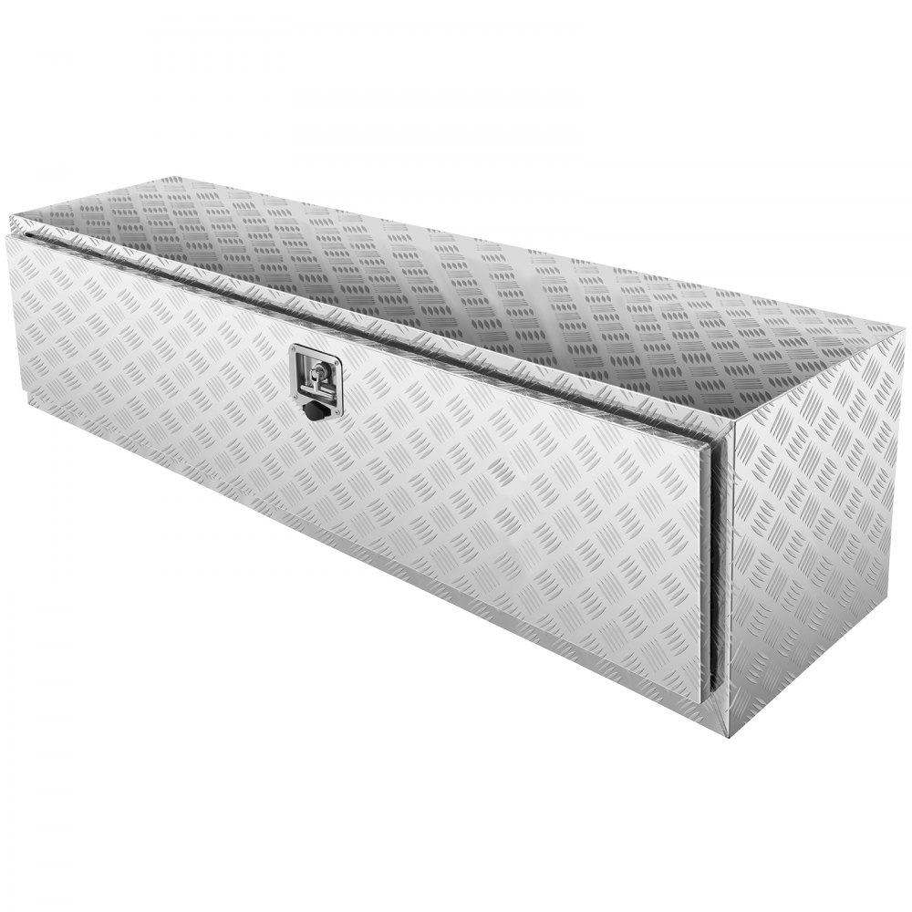 VEVOR Underbody Truck Box, 1524 x 610 x 610 mm Pickup Storage Box, Heavy Duty Aluminum Diamond Plate Tool Box with Lock and Keys, Waterproof Trailer Storage Box with T-Handle Latch for Truck, Van, Trailer