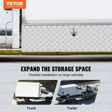VEVOR Underbody Truck Box, 60"×24"×24" Pickup Storage Box, Heavy Duty Aluminum Diamond Plate Tool Box with Lock and Keys, Waterproof Trailer Storage Box with T-Handle Latch for Truck, Van, Trailer