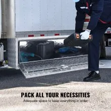 VEVOR Underbody Truck Box, 60"×24"×24" Pickup Storage Box, Heavy Duty Aluminum Diamond Plate Tool Box with Lock and Keys, Waterproof Trailer Storage Box with T-Handle Latch for Truck, Van, Trailer