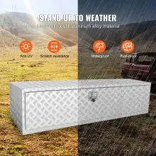 VEVOR Underbody Truck Box, 60"×24"×24" Pickup Storage Box, Heavy Duty Aluminum Diamond Plate Tool Box with Lock and Keys, Waterproof Trailer Storage Box with T-Handle Latch for Truck, Van, Trailer