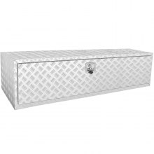 VEVOR Underbody Truck Box, 60"×24"×24" Pickup Storage Box, Heavy Duty Aluminum Diamond Plate Tool Box with Lock and Keys, Waterproof Trailer Storage Box with T-Handle Latch for Truck, Van, Trailer