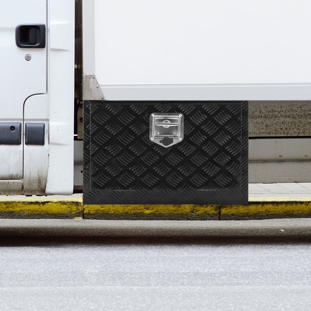 VEVOR Underbody Truck Box, 24" x 17" x 18" Pickup Storage Box, Heavy Duty Aluminum Diamond Plate Tool Box with Lock and Keys, Waterproof Trailer Storage Box with T-Handle Latch for Truck, Van, Trailer