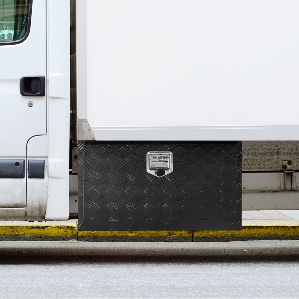 VEVOR Underbody Truck Box, 36" x 17" x 18" Pickup Storage Box, Heavy Duty Aluminum Diamond Plate Tool Box with Lock and Keys, Waterproof Trailer Storage Box with T-Handle Latch for Truck, Van, Trailer