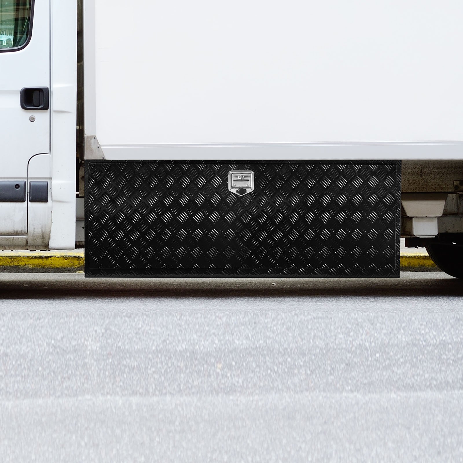 VEVOR Underbody Truck Box, 60" x 24" x 24" Pickup Storage Box, Heavy Duty Aluminum Diamond Plate Tool Box with Lock and Keys, Waterproof Trailer Storage Box with T-Handle Latch for Truck, Van, Trailer
