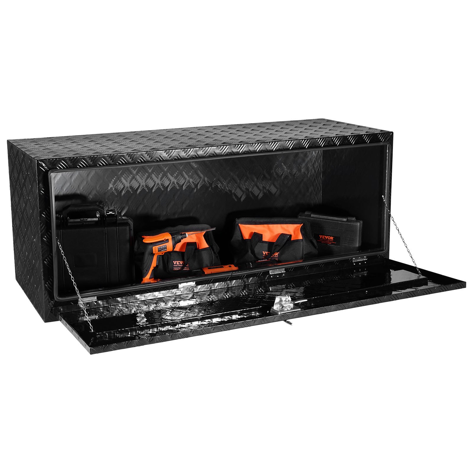 VEVOR Underbody Truck Box, 60" x 24" x 24" Pickup Storage Box, Heavy Duty Aluminum Diamond Plate Tool Box with Lock and Keys, Waterproof Trailer Storage Box with T-Handle Latch for Truck, Van, Trailer