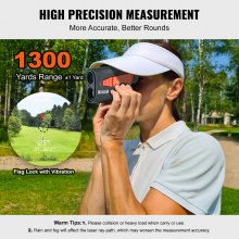 VEVOR Telémetro magnético de golf, telémetro láser de 1300 yardas para caza de golf, accesorio de golf de aumento 6X con medición de distancia, vibración de bloqueo de bandera de alta precisión, pendiente, carga USB