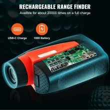 Telémetro magnético para golf VEVOR, telémetro láser para golf y caza de 1300 yardas, accesorio para golf con aumento de 6X y medición de distancia, bloqueo de bandera de alta precisión, vibración, pendiente y carga USB