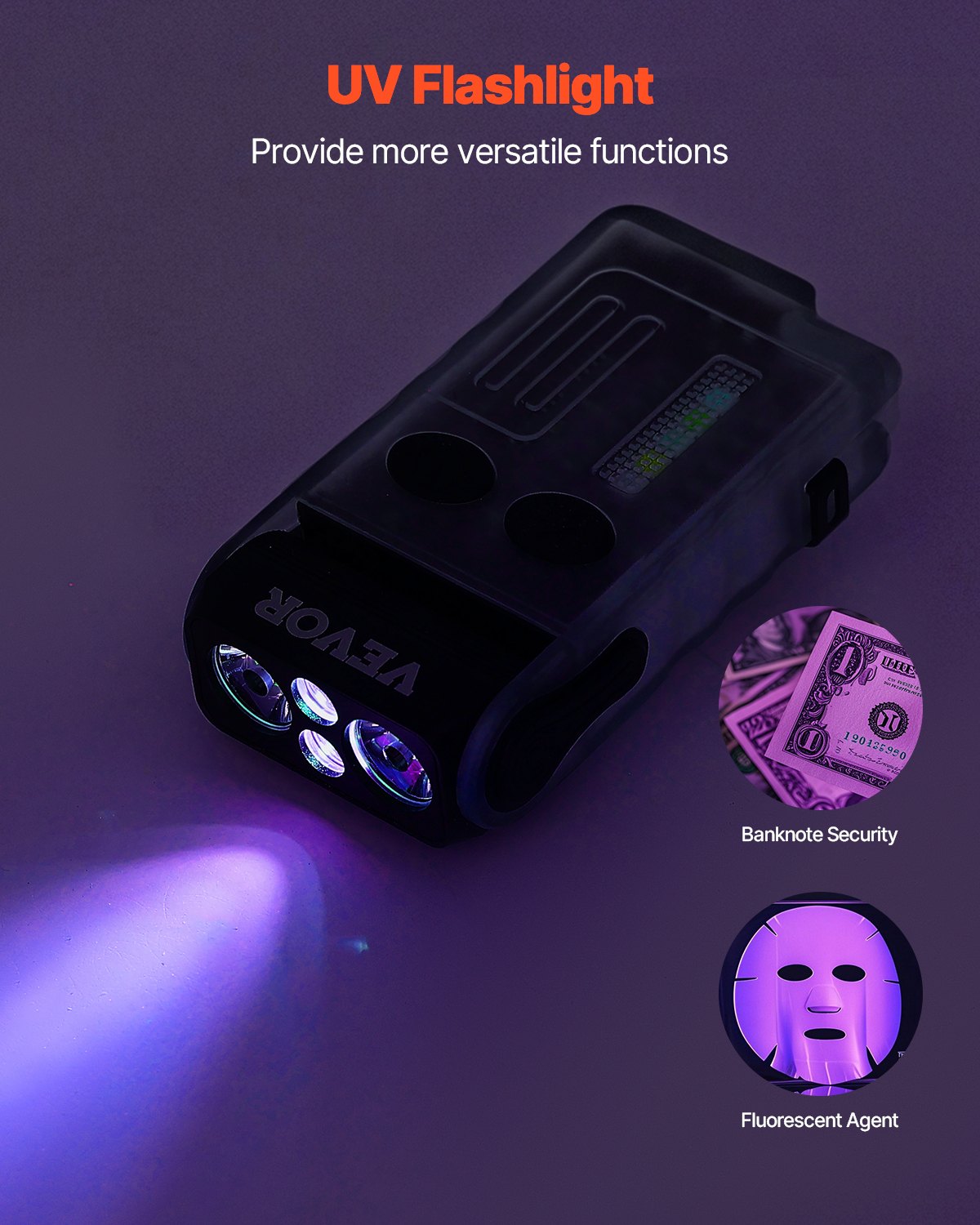VEVOR Rechargeable Keychain Flashlight, Mini LED Flashlight with 13 Lighting Modes, Portable Pocket Flashlight with Clip, Magnetic Tail & 180° Rotating Head for Everyday Carry, Camping, Emergencies