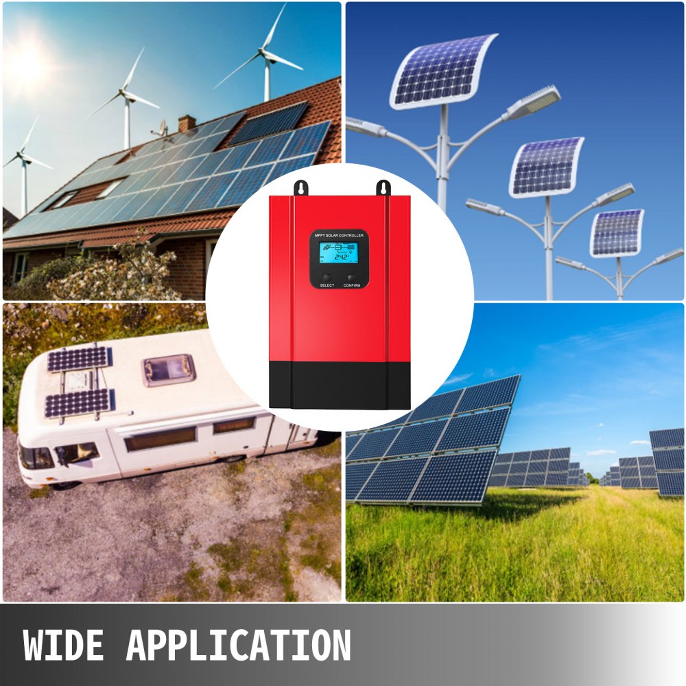 VEVOR 50A MPPT Solar Charge Controller 12V/24V/36V/48V Solar Panel Charge Regulatoror for Lead-Acid Sealed Gel AGM with LCD Display MAX 150VDC Off-Grid High Efficient
