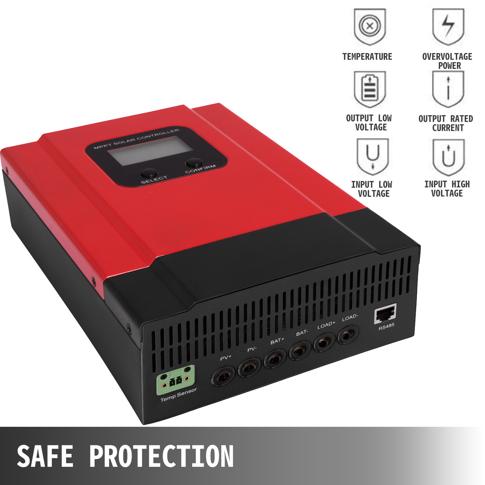VEVOR 50A MPPT Solar Charge Controller 12V/24V/36V/48V Solar Panel Charge Regulatoror for Lead-Acid Sealed Gel AGM with LCD Display MAX 150VDC Off-Grid High Efficient