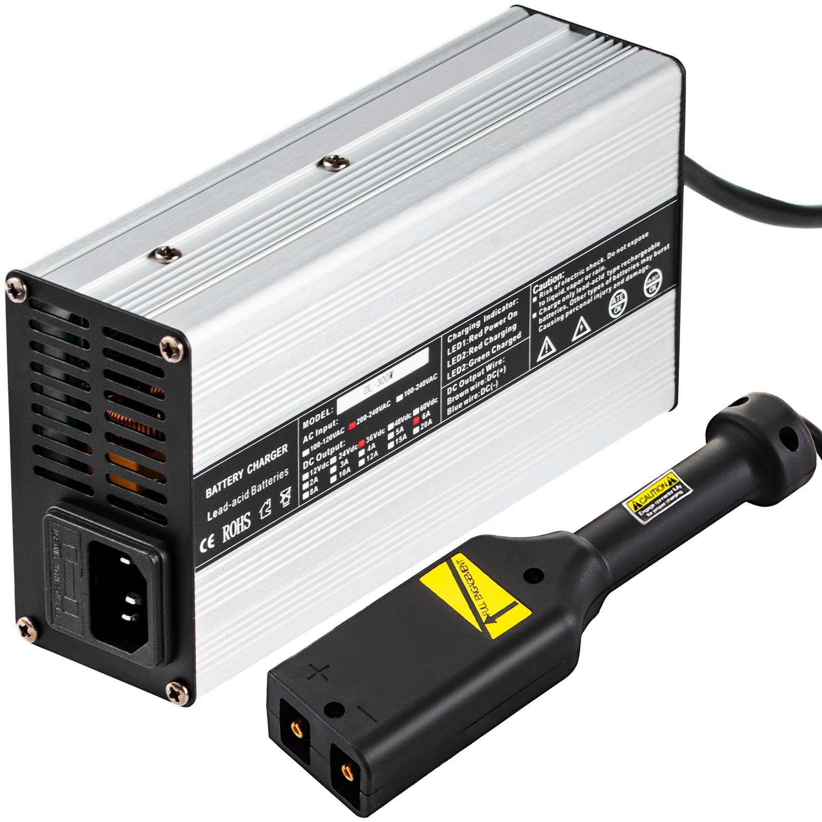 36V Golf Cart Battery Charger E-Z-GO Plug Trickle Mode Pure Aluminum Shell 6A