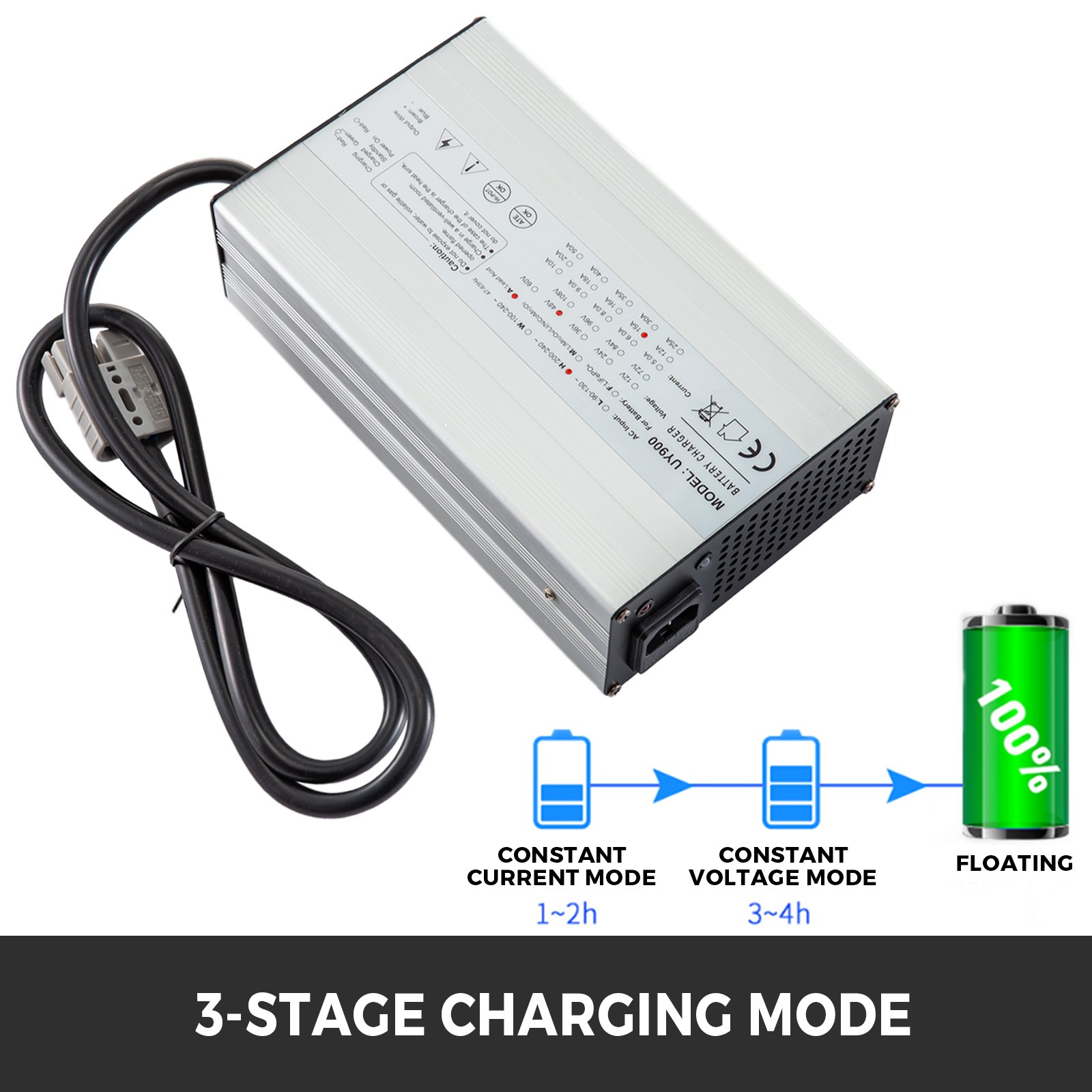 VEVOR 48V Golf Cart Battery Charger Lead Acid 2-Stage Charge Mode 15A