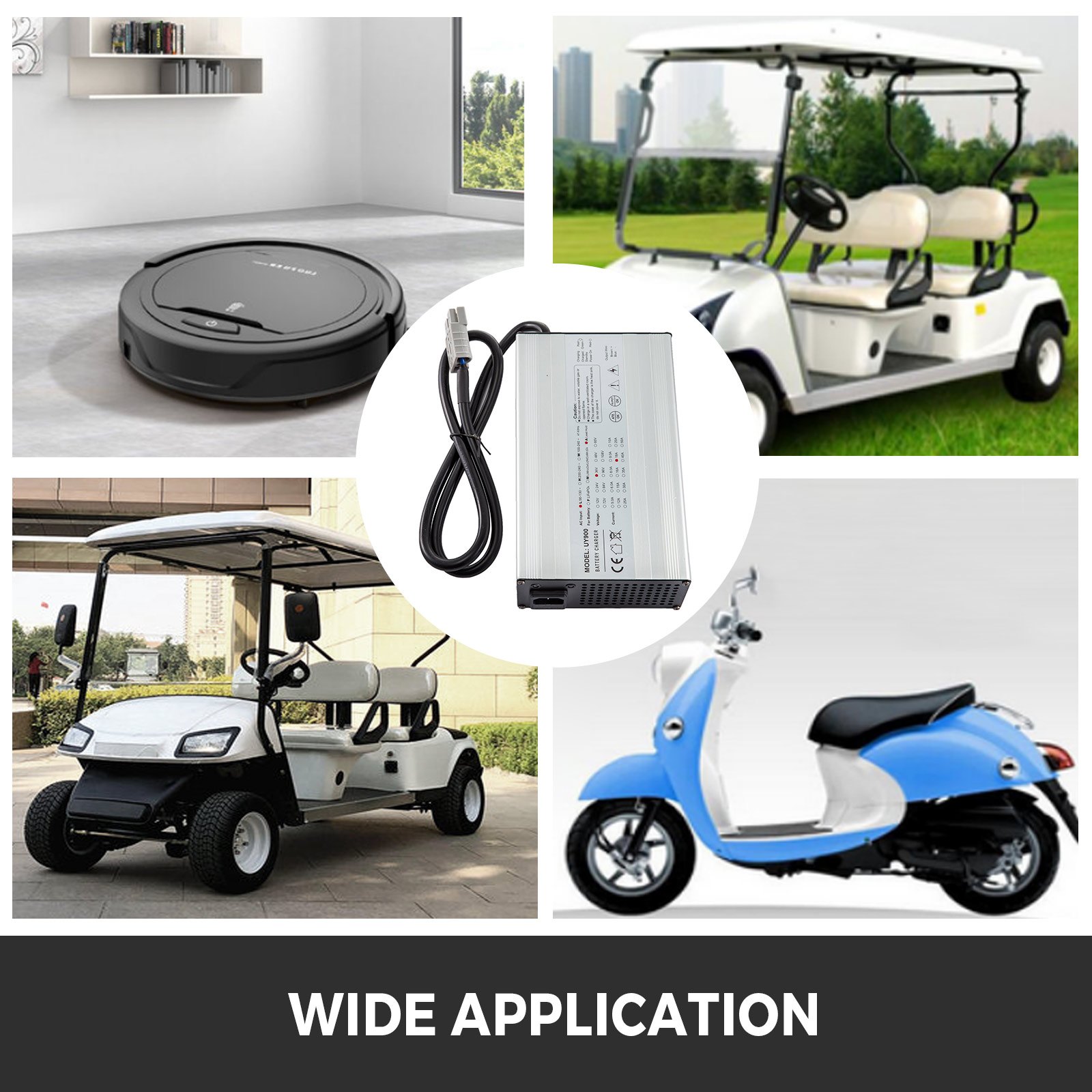 VEVOR 48V Golf Cart Battery Charger Lead Acid 2-Stage Charge Mode 15A