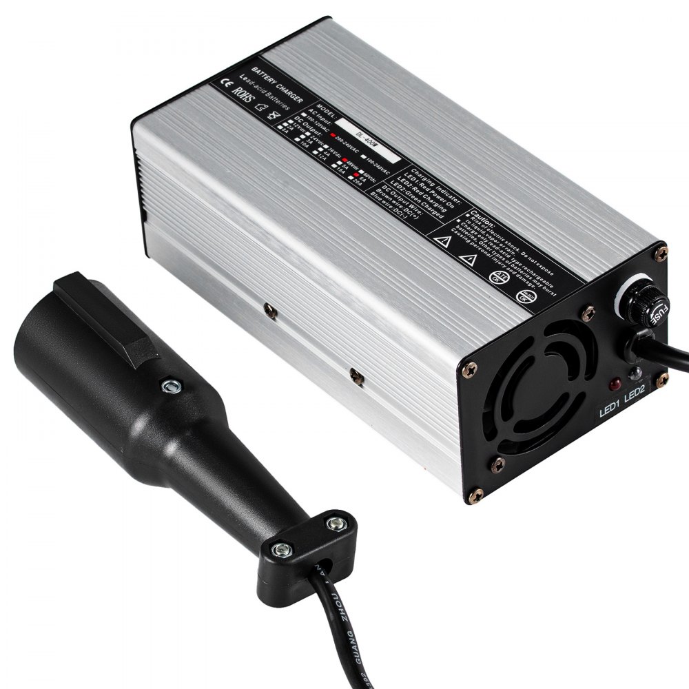 48V Golf Cart Battery Charger 3-pin Plug Round Club Car Charger 6A Lead Acid