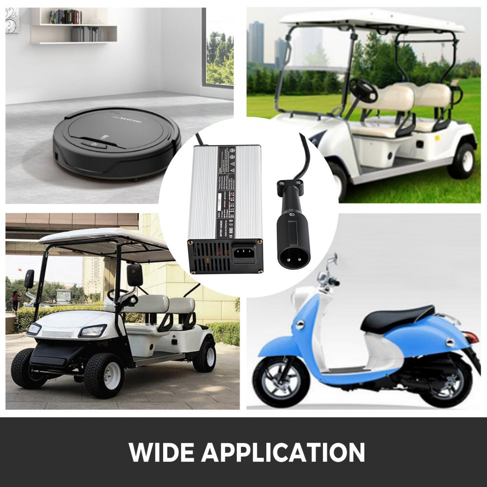 48V Golf Cart Battery Charger 3-pin Plug Round Club Car Charger 6A Lead Acid