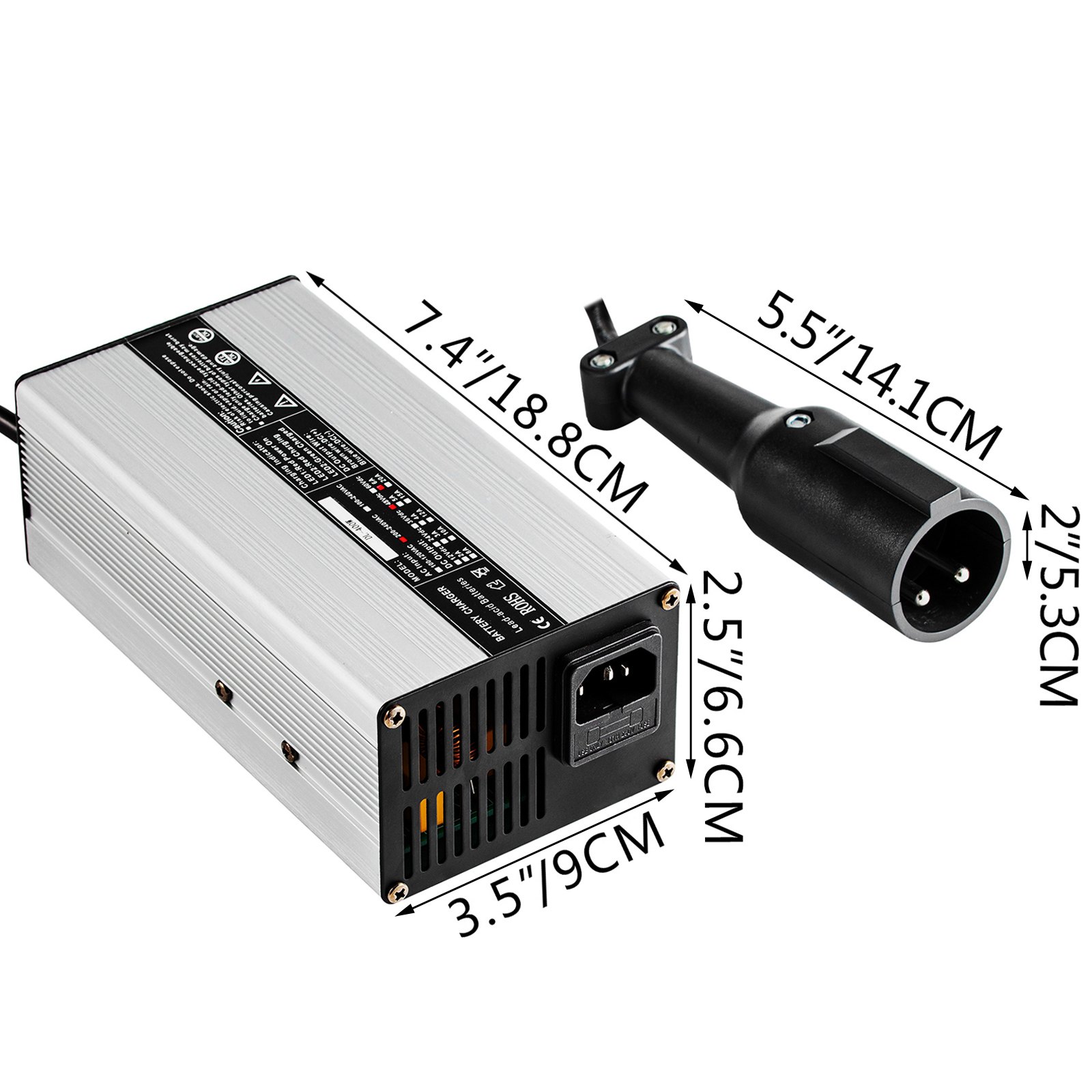 48V Golf Cart Battery Charger 3-pin Plug Round Club Car Charger 6A Lead Acid