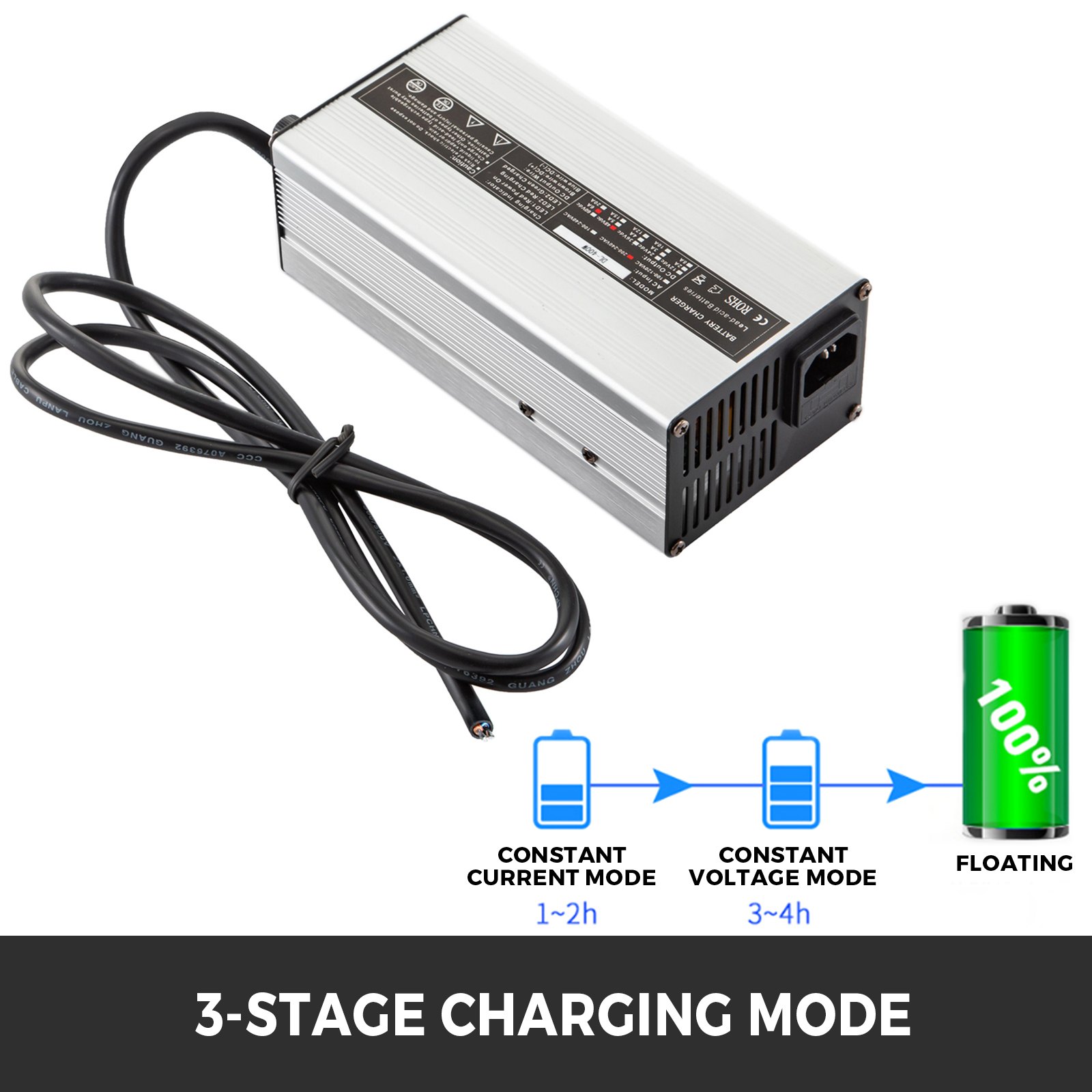 48V 6A Golf Cart Battery Charger Naked Wire Plug 220V Club Car Battery Charger