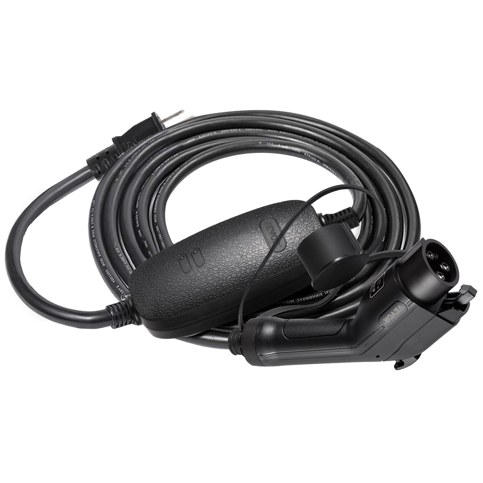 VEVOR Level 1+2 EV Charger, 15 Amp 110-240V, Portable Electric Vehicle Charger with 25 ft Charging Cable NEMA 6-20 Plug NEMA 5-15 Adapter, Plug-in Home EV Charging Station for SAE J1772 Electric Cars