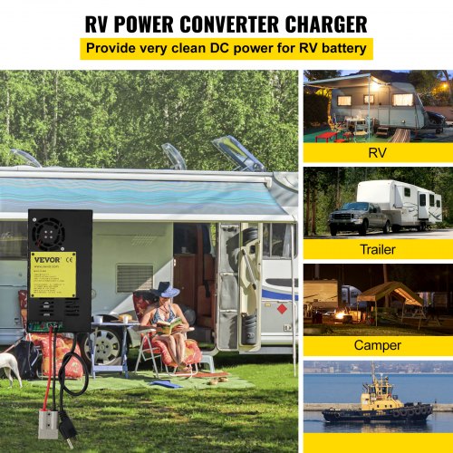 VEVOR 35 Amp RV Power Converter Charger, 110 Volt AC to 12 Volt DC, Power Supply Battery Converter Charger 600W with 13-16V DC Adjustable Operating Range, Three-Stage Inverter, for RV Trailer Camper