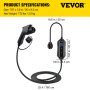 VEVOR Level 2 EV Charger, 32 Amp 110-240V, Portable Electric Vehicle Charger with 25 ft J1772 Charging Cable NEMA 14-50 Plug, 10/16/20/24/32A Adjustable Plug-in EV Charging Station for Electric Cars