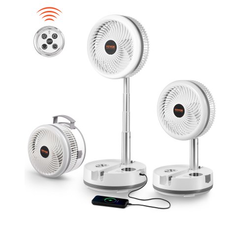10 inch Foldable Rechargeable Oscillating Fan 3 in 1 Remote 9 Speeds