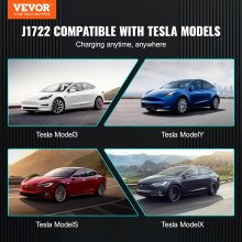 VEVOR Adaptateur de chargeur J1772 vers Tesla, 80 A 240 V AC, adaptateur de charge SAE J1772 EV vers prise Tesla, avec sac de rangement, verrouillage anti-chute IP65, testé selon les normes UL, compatible avec Tesla modèle 3, Y, S, X