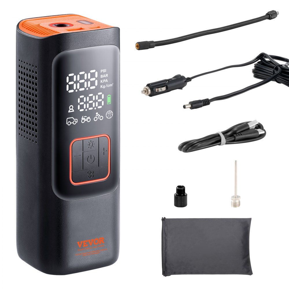 VEVOR Tire Inflator Φορητός αεροσυμπιεστής 7800mAh 3,7V 2X ταχύτερος 160PSI Auto-Off