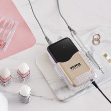 VEVOR Electric Cordless Nail Drill - with 35000RRM Brushless Motor and Charging Base, Rechargeable Nail E File Machine with 6 Bit & 50PCS Sanding Band for Acrylic Gel Nail, Manicure Pedicure Polishing