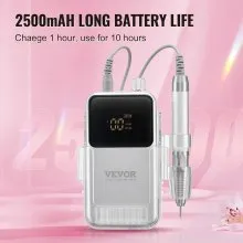 VEVOR Electric Cordless Nail Drill - with High-Torque 35000RRM Brushless Motor, Rechargeable Nail E File Machine with 6 Bits & 50PCS Sanding Band for Acrylic Gel Nails, Portable Manicure Pedicure Tool