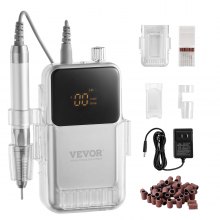 VEVOR Electric Cordless Nail Drill - with High-Torque 35000RRM Brushless Motor, Rechargeable Nail E File Machine with 6 Bits & 50PCS Sanding Band for Acrylic Gel Nails, Portable Manicure Pedicure Tool
