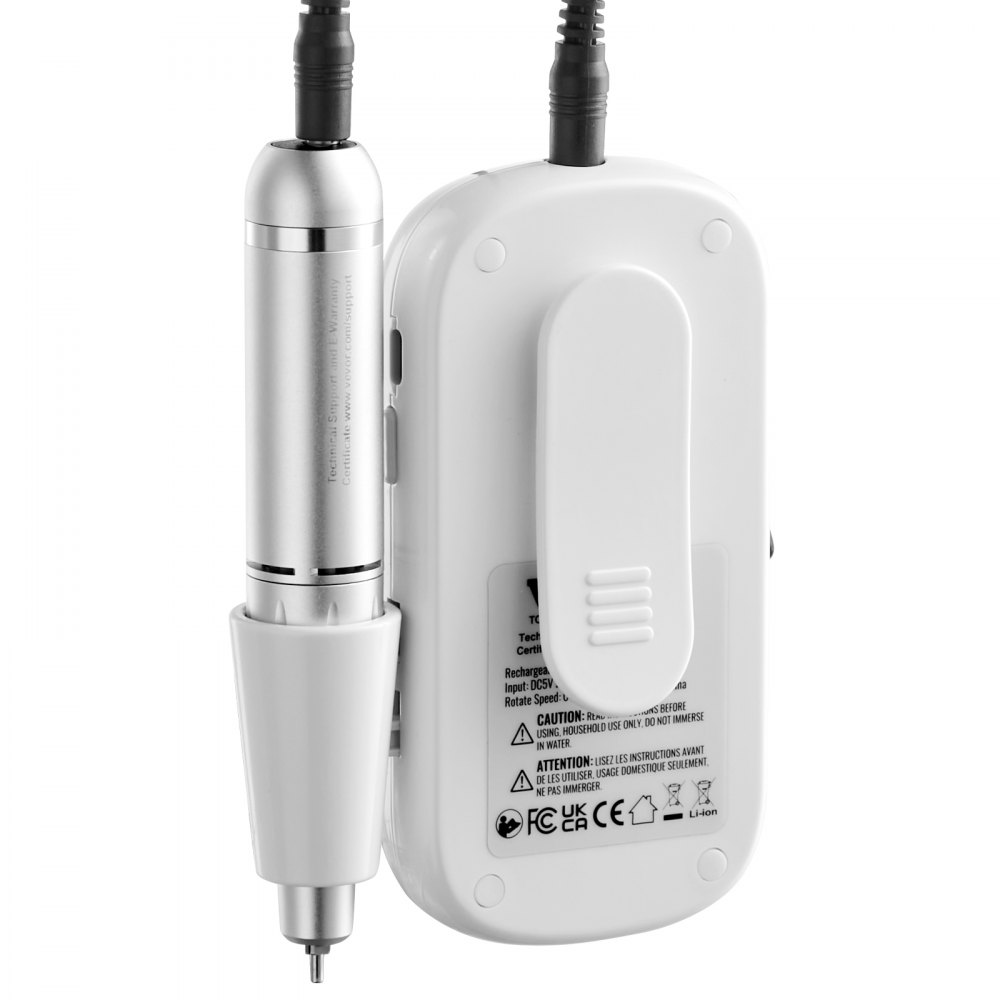 VEVOR Taladro de uñas eléctrico recargable, máquina de lima de uñas inalámbrica portátil de 35.000 RPM, herramienta de amoladora de gel acrílico con pantalla LCD con 6 puntas y 50 bandas de lijado para manicura pedicura tallar esmalte